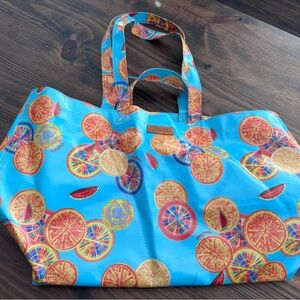 Consuela Vibrant Blue Tote with Citrus Accents